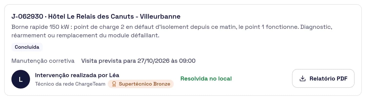 Captura de uma missão validada e encerrada, relatório PDF pronto.